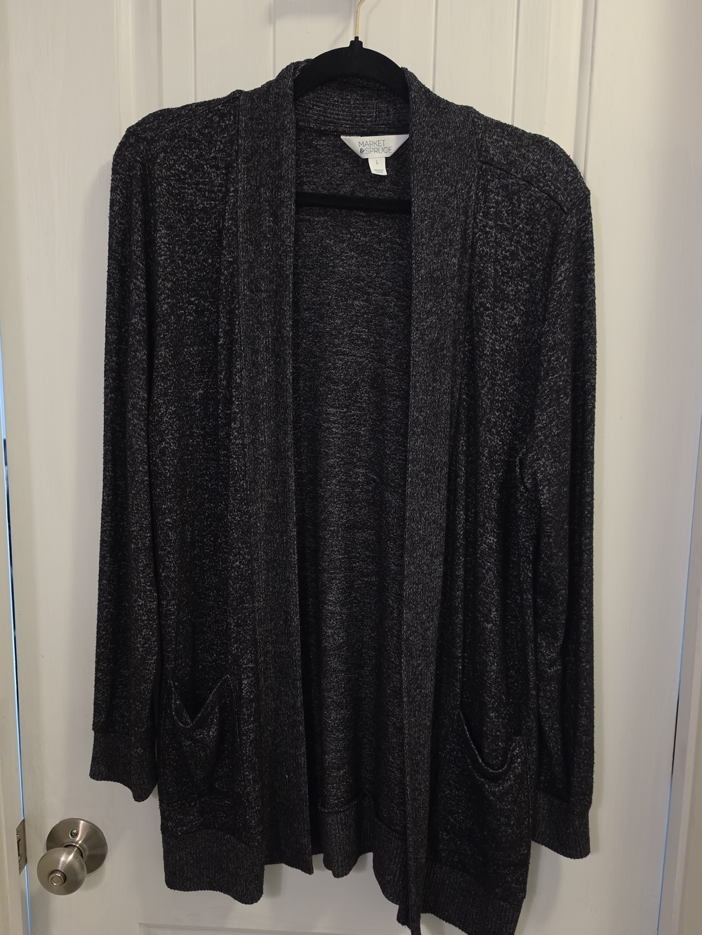 Market & Spruce Dark Charcoal Open-Front Cardigan